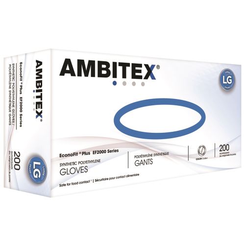 Ambitex® EconoFit Plus Synthetic Polyethylene Gloves, Large 2000/cs